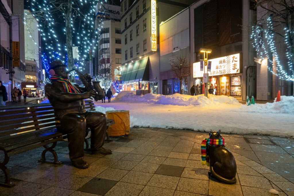 夜の旭川中心部の風景